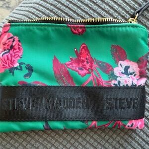 Steve Madden Green Floral Makeup Bag or Clutch